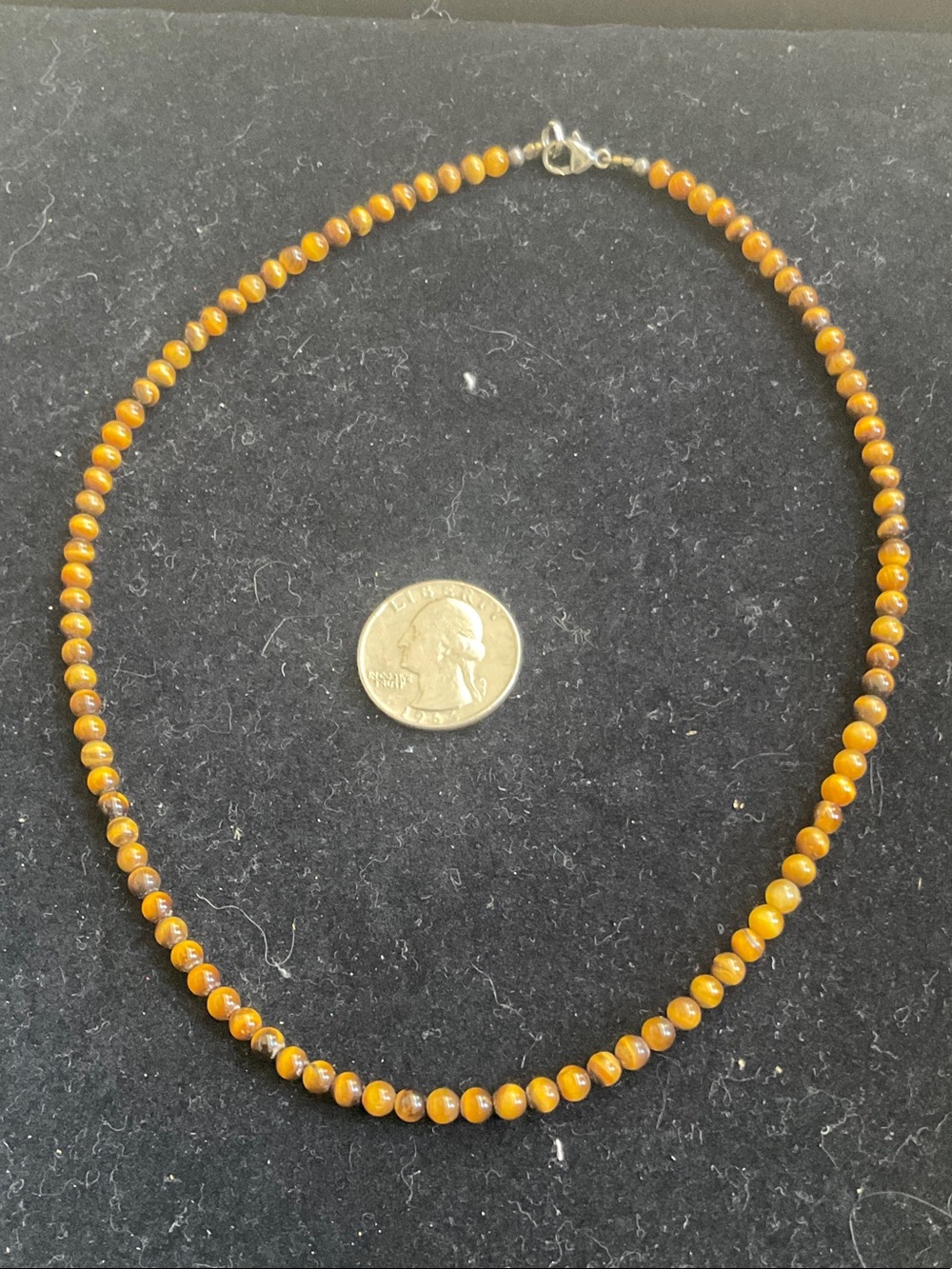 Tigers Eye Small 4mm Bead Necklace